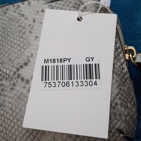 Jen & Co NWT Grey Snakeskin Leather Handbag Includes Crossbody & Wristlet Straps - Picture 9 of 9